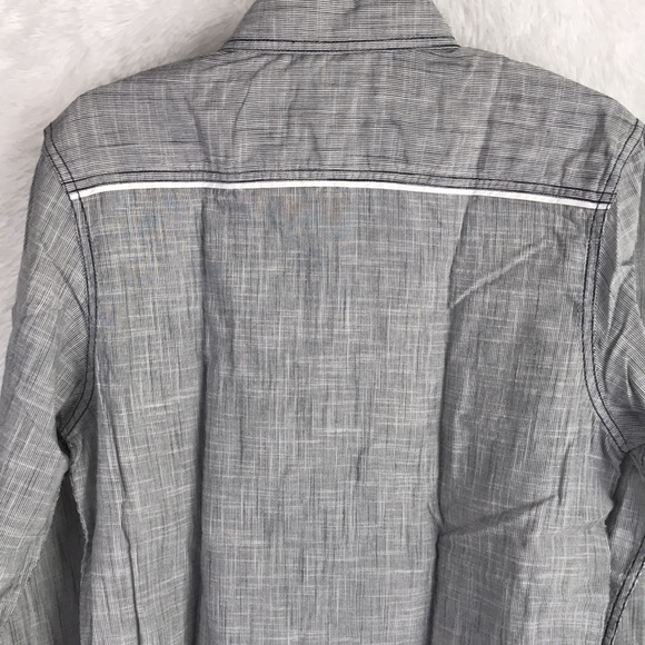 INC Men's Long-Sleeve 2-Pocket Topstitch Button-Down Shirt, Navy Blue, Small S - Picture 11 of 13